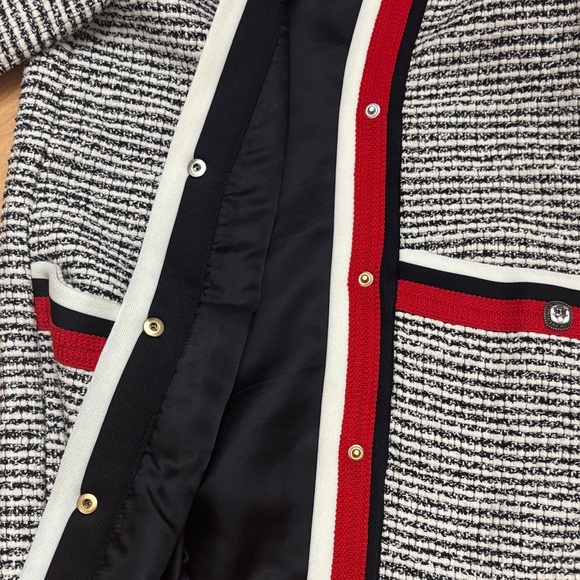 Maje Monochrome Cardigan with Red Trim - Picture 7 of 10